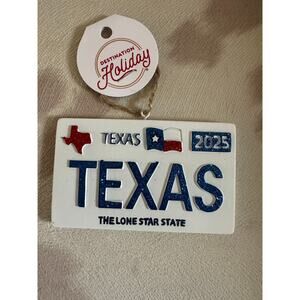 Destination Holiday Texas License Plate 2025 Christmas Ornament